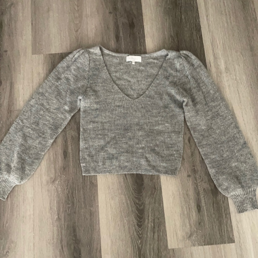 L’Academie grey puff sleeve sweater
